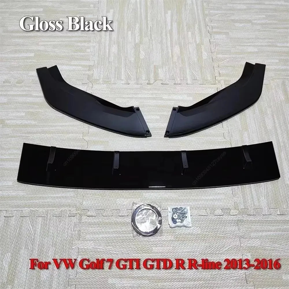 For VW Golf 7 7.5 MK7 MK7.5 GTI GTD R Rline 2013-2020 Car Front Bumper Lip Spoiler Splitter Diffuser Protector Body Kits Tuning
