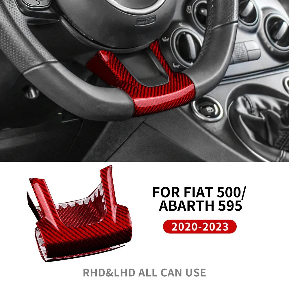 Real Hard Carbon Fiber Sticker For Abarth 595 Fiat 500 2020 2021 2022 2023 2024 Car Tricolor Carbon Trim Interior Accessories
