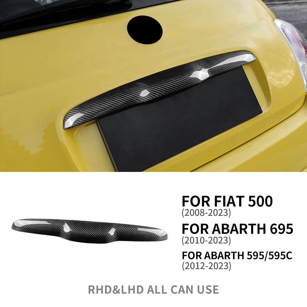 Real Hard Carbon Fiber Sticker For Fiat 500 2008-2024 Abarth 595 695 2012-2024 LHD RHD Car Rear Trunk Lid Tailgate Handle Cover