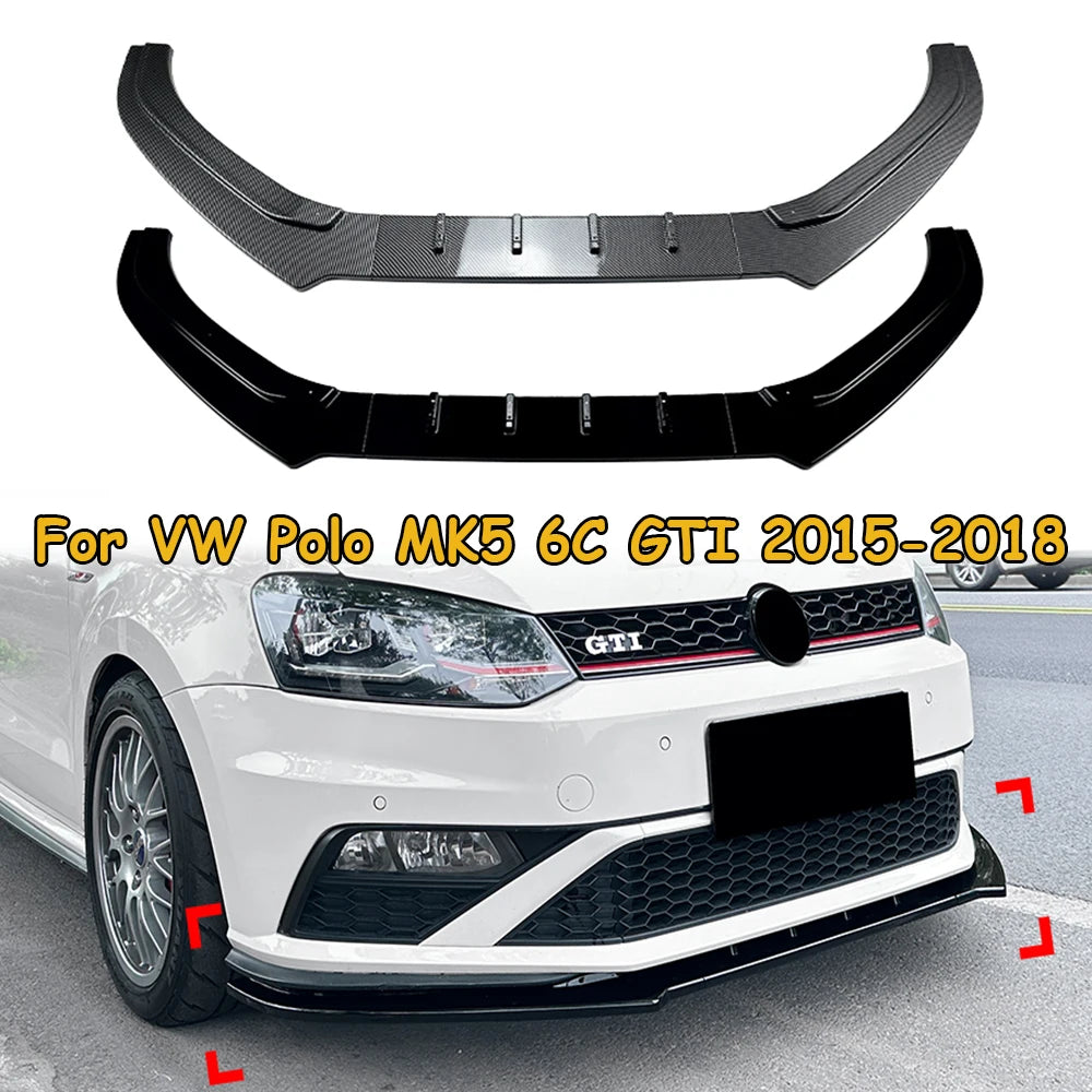 Car Front Bumper Lip Splitter Diffuser Lip Body Kit Auto Spoiler Bumper Accessories For VW Polo MK5 6C GTI 2015-2018