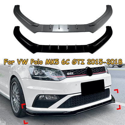 Car Front Bumper Lip Splitter Diffuser Lip Body Kit Auto Spoiler Bumper Accessories For VW Polo MK5 6C GTI 2015-2018
