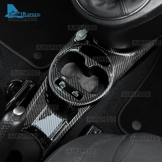 For Abarth 595 695/Fiat 500 2016-2023 2024 500E 16-19 ﻿Real Hard Dry Carbon Fiber LHD RHD Water Cup Holder Gear Shift Trim Cover