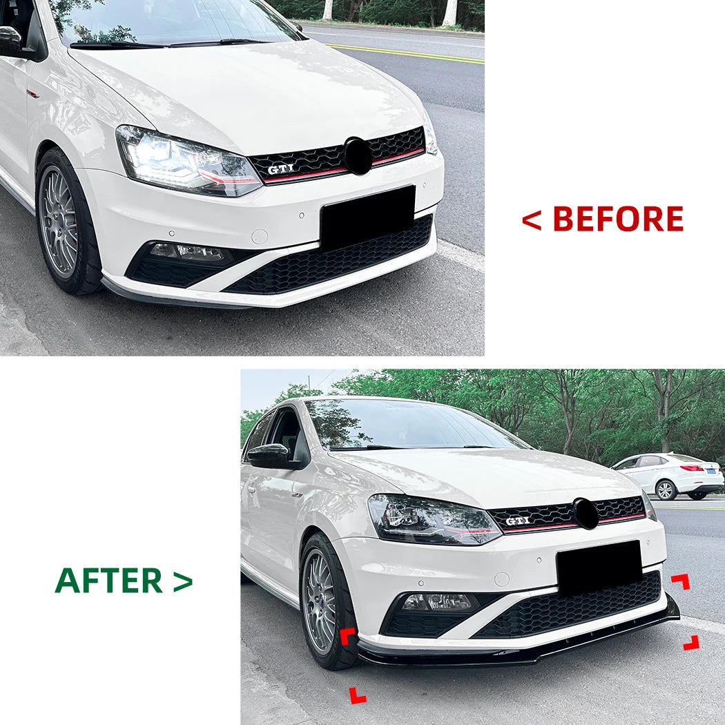 Car Front Bumper Lip Splitter Diffuser Lip Body Kit Auto Spoiler Bumper Accessories For VW Polo MK5 6C GTI 2015-2018