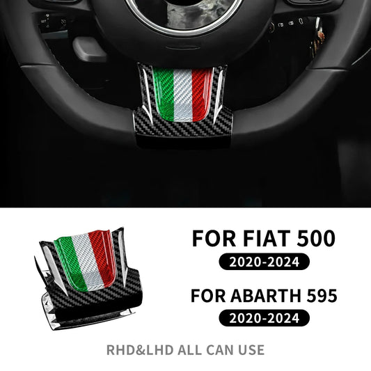 Real Hard Carbon Fiber Sticker For Abarth 595 Fiat 500 2020 2021 2022 2023 2024 Car Tricolor Carbon Trim Interior Accessories